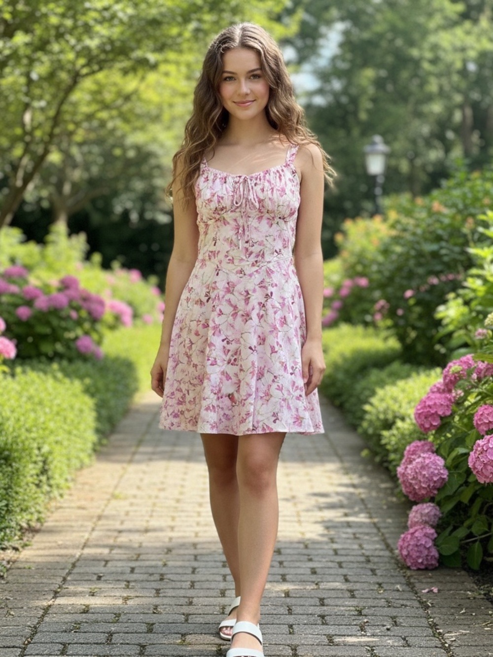 As U Wish Pink Floral Tie-Front Mini Dress